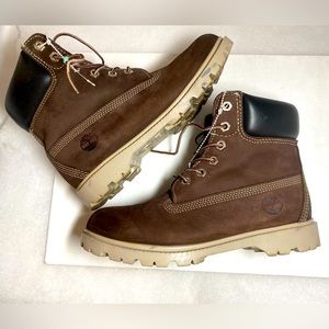 Timberland Women’s-8M/ Men’s-6.5M Premium Ankle Boots Dark Brown Nubuck Leather.